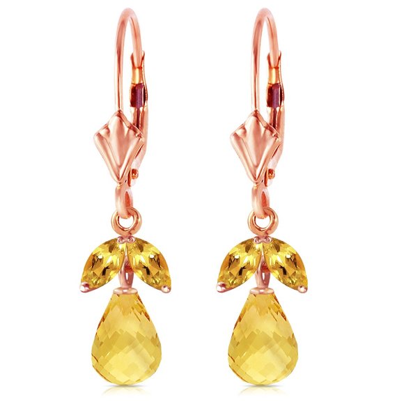 14K. GOLD LEVERBACK EARRING WITH NATURAL CITRINES